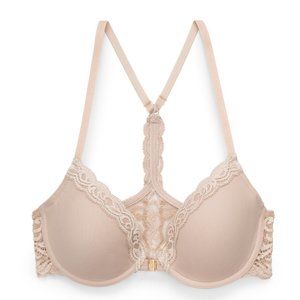 NWT Natori Feathers T-Strap Bra Sheer Pink 32DD